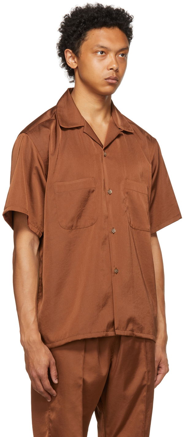 The Conspires Brown Satin Short Sleeve 