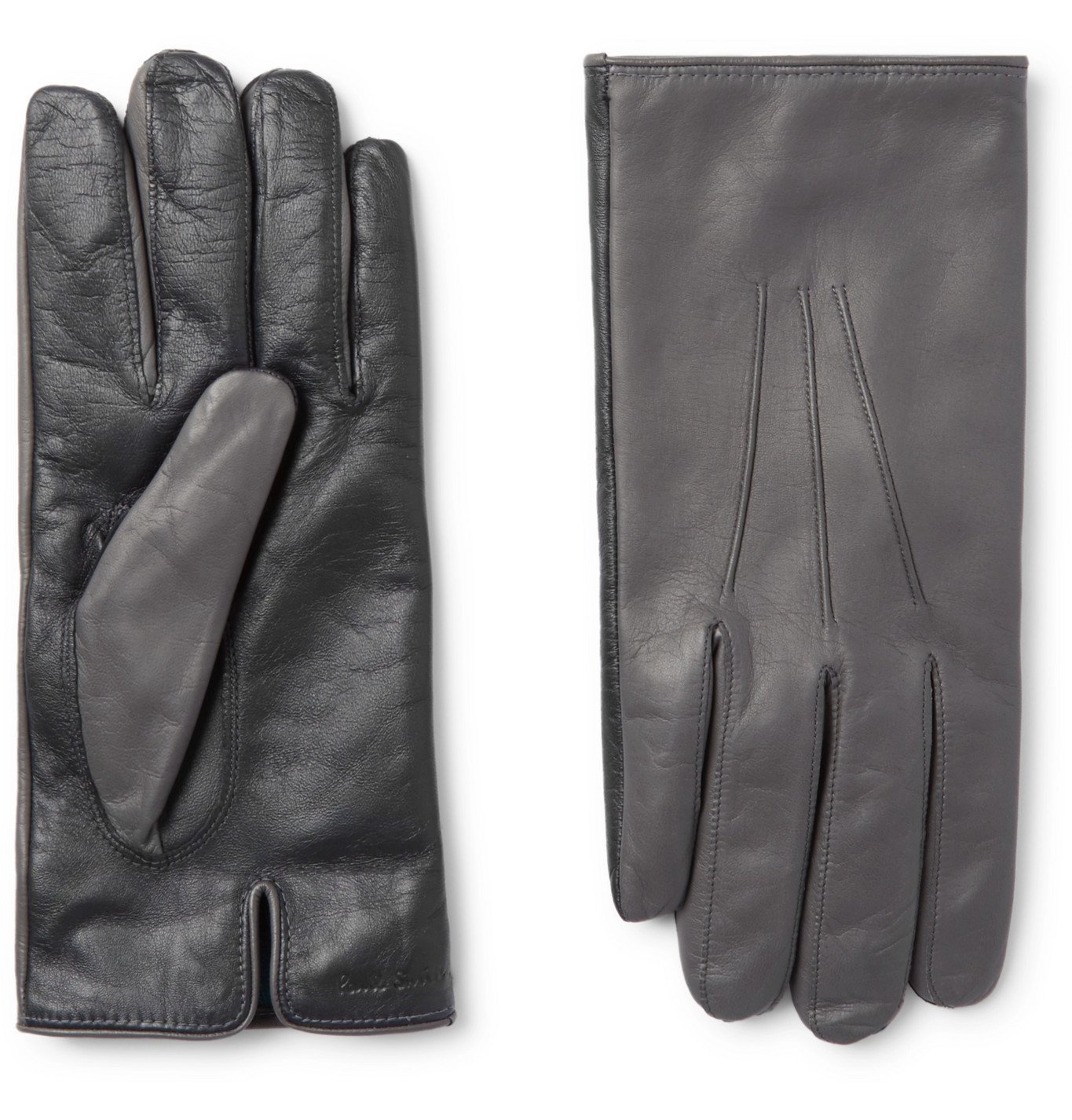 potlood afstuderen Duplicatie Paul Smith - Colour-Block Leather Gloves - Gray Paul Smith