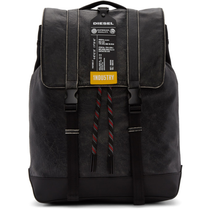 Diesel Black Leather Volpago Backpack Diesel