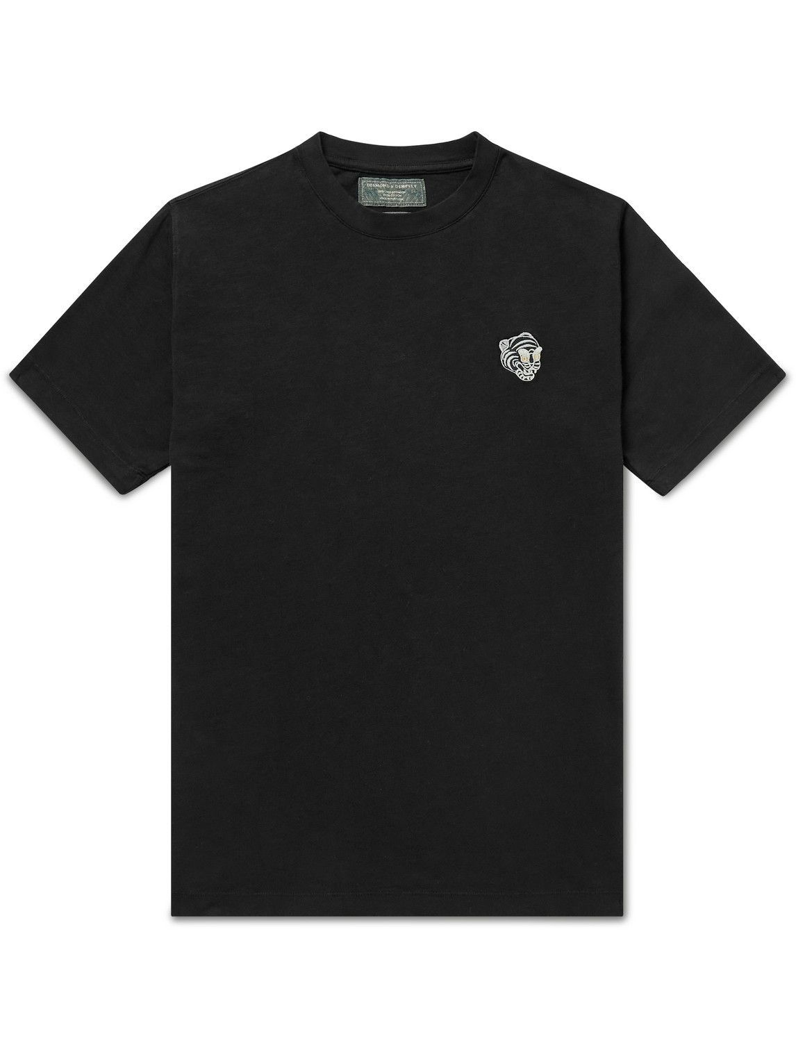 Desmond & Dempsey - Embroidered Cotton-Jersey T-Shirt - Black Desmond ...