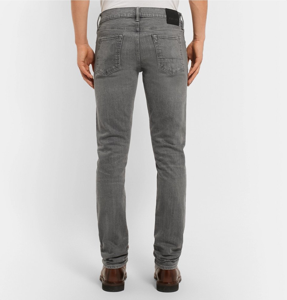 TOM FORD - Slim-Fit Selvedge Stretch-Denim Jeans - Men - Gray TOM FORD