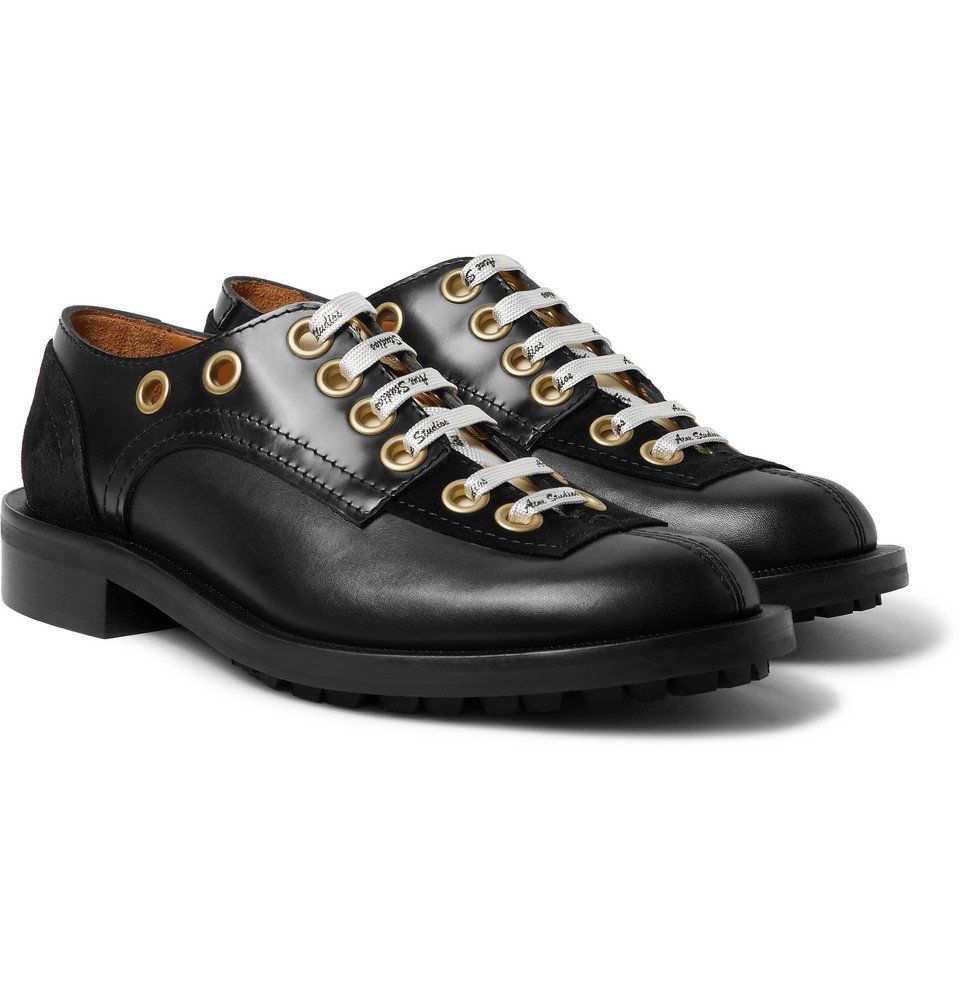 Acne Studios - Suede-Panelled Leather Derby Shoes - Men - Black Acne Studios