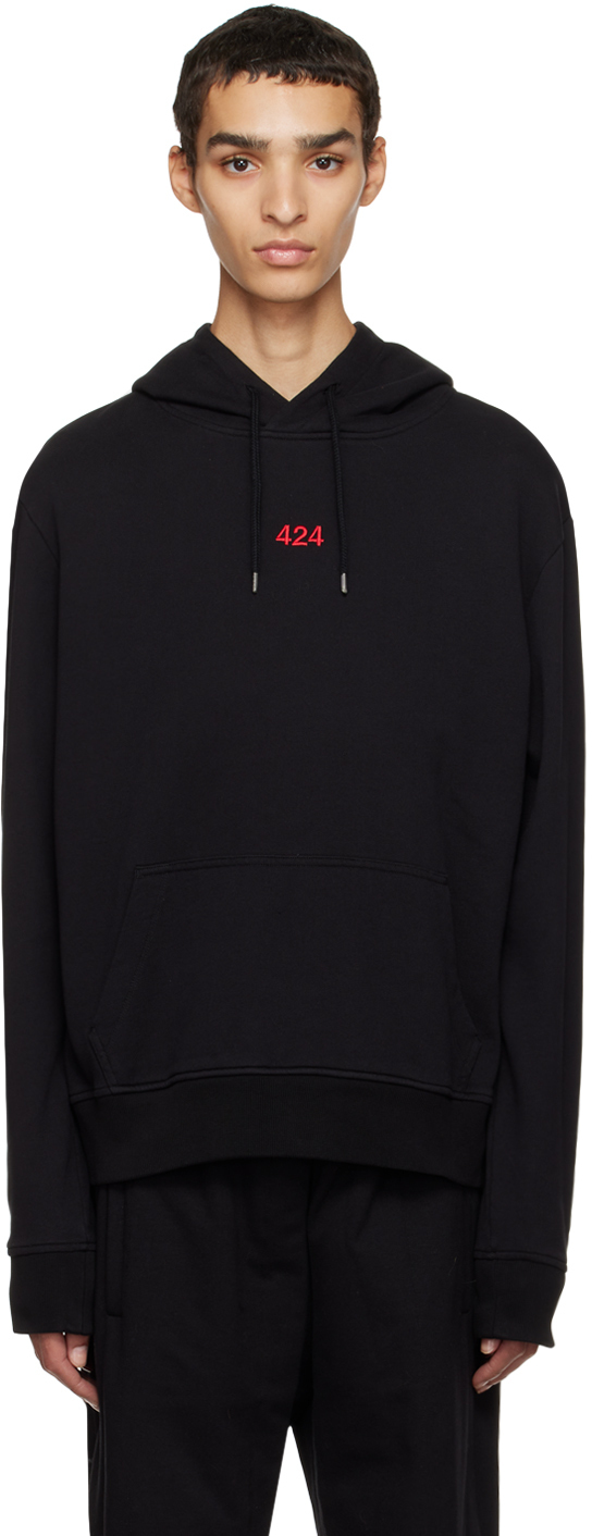 424 Black Embroidered Hoodie 424