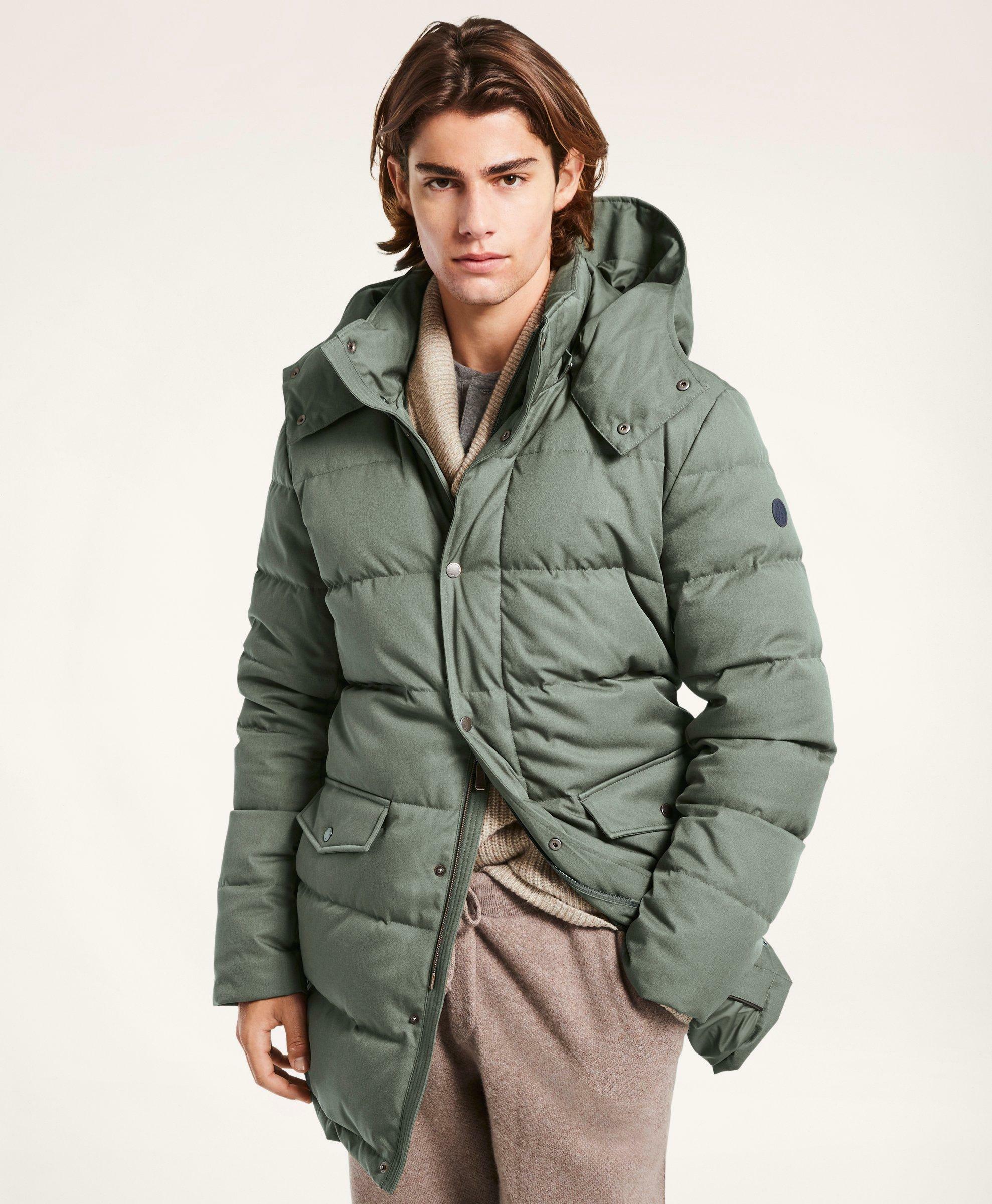 Brooks Brothers Men's Quilted Down Parka Jacket | Olive Brooks Brothers