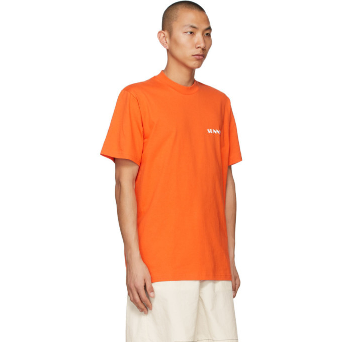 Sunnei Orange and White Mini Logo T-Shirt Sunnei