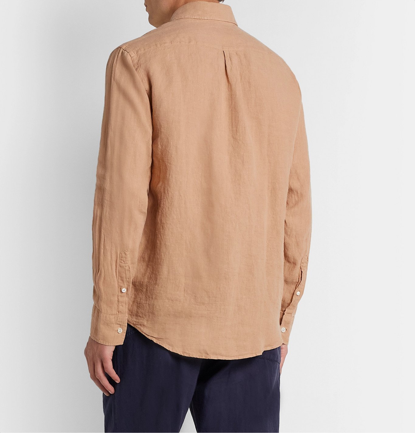 NN07 Levon ButtonDown Collar Linen Shirt Brown NN07