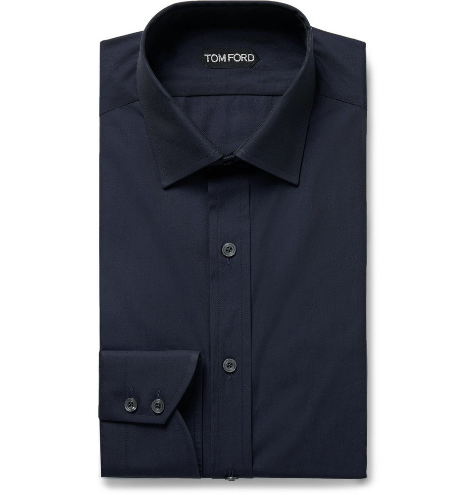 TOM FORD - Navy Slim-Fit Cotton-Poplin Shirt - Men - Navy TOM FORD