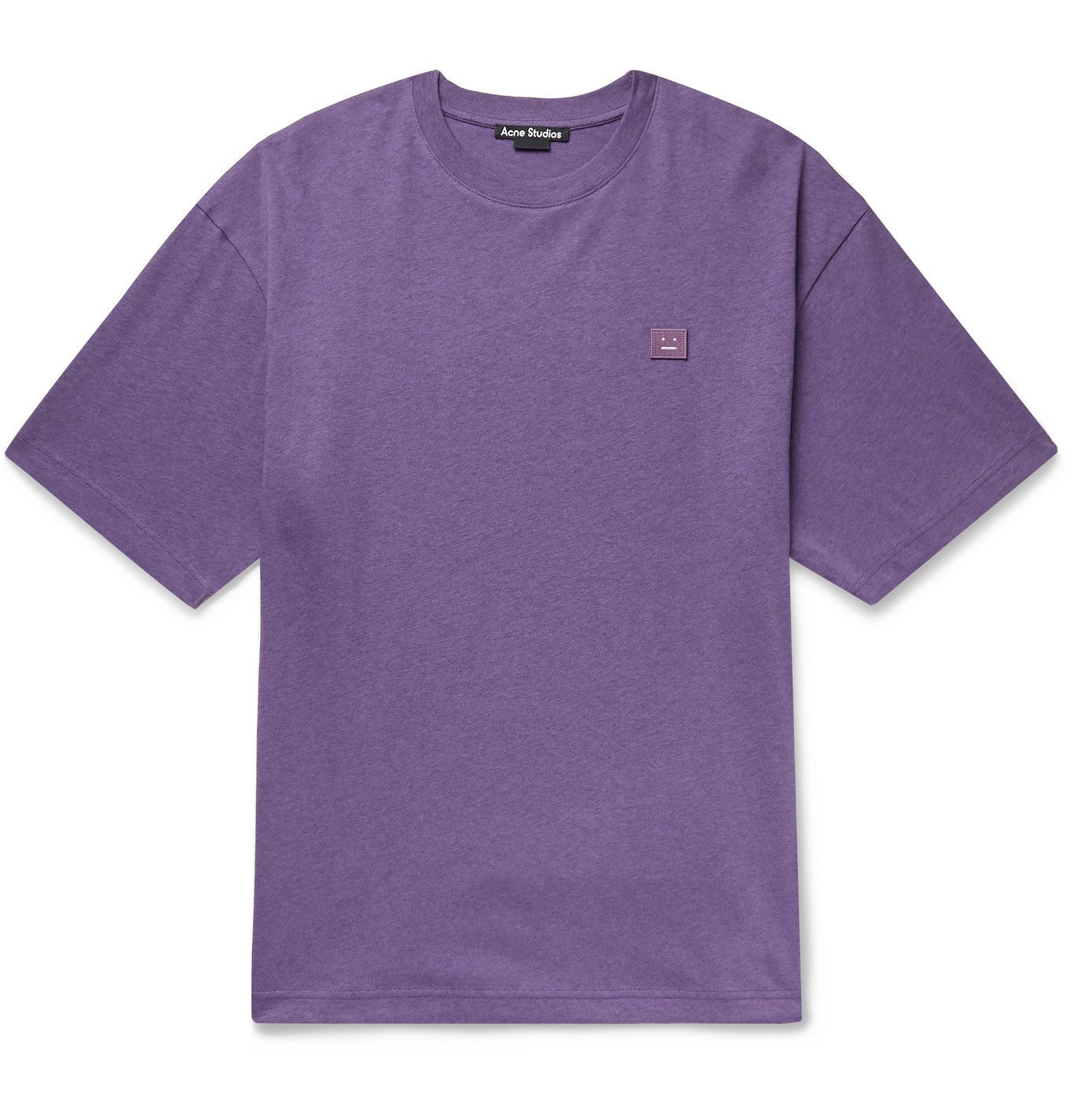 ACNE STUDIOS - Logo-Appliquéd Mélange Cotton-Jersey T-Shirt - Purple ...