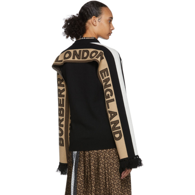 Burberry Brown and Black Cashmere Capelet Sweater Burberry