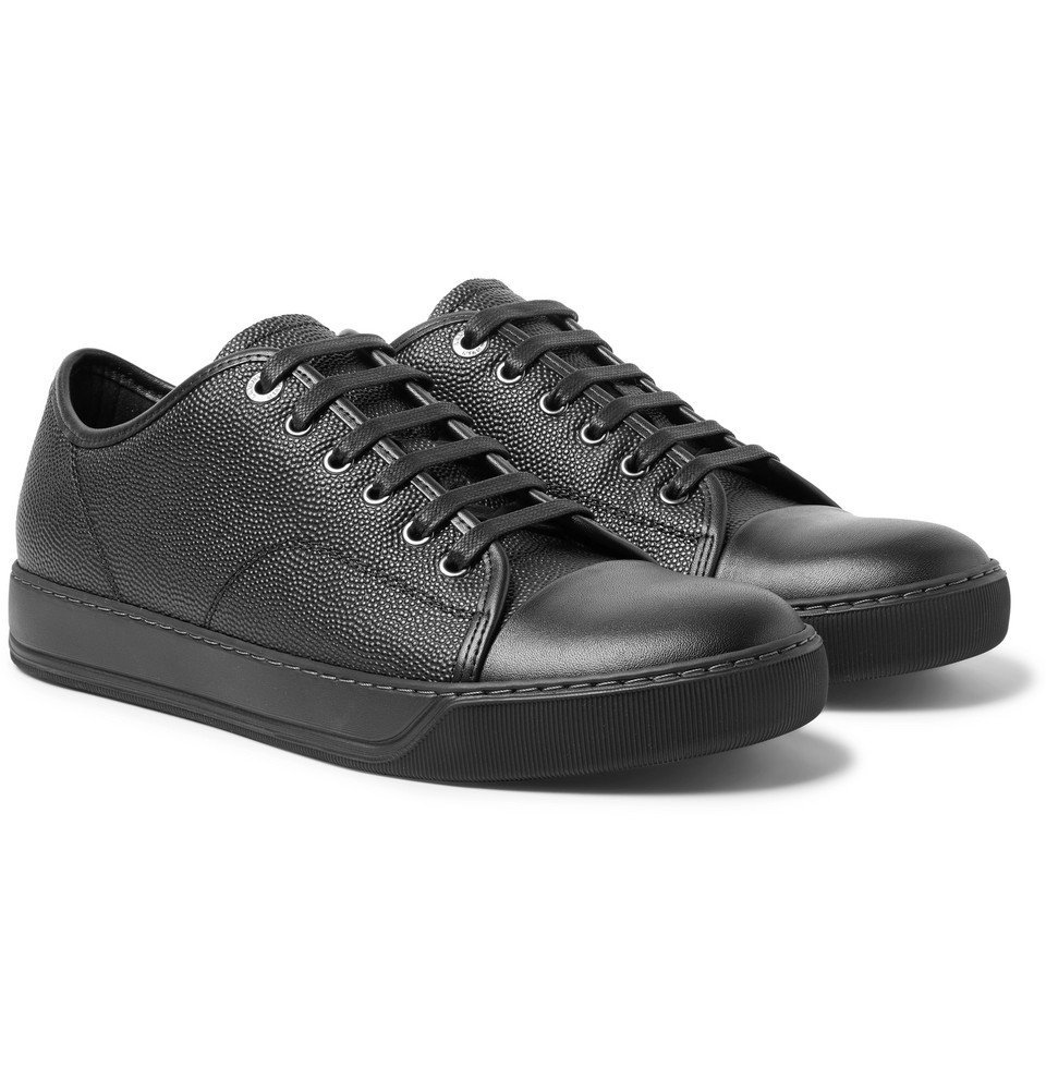 Lanvin - Cap-Toe Pebble-Grain Leather Sneakers - Men - Black Lanvin