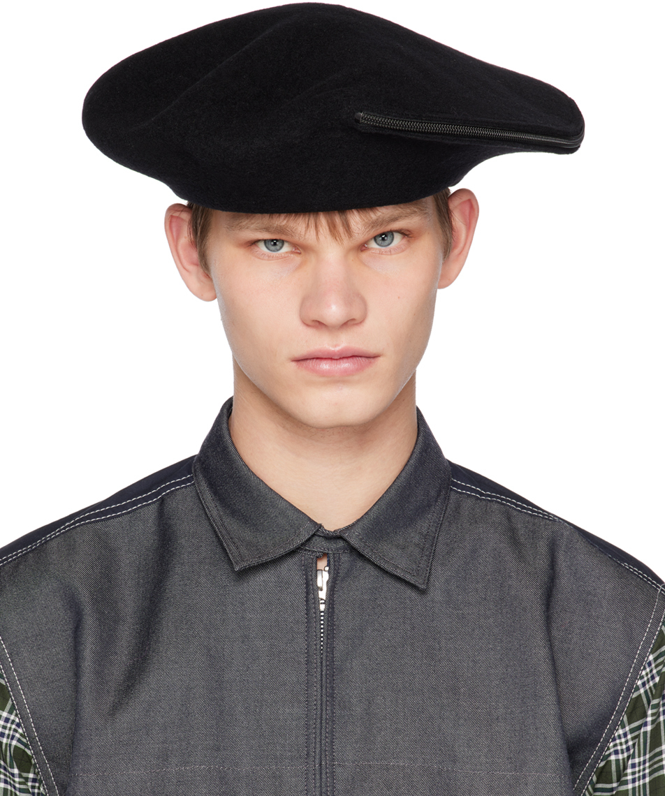 Y's Black Fastener Structured Hat