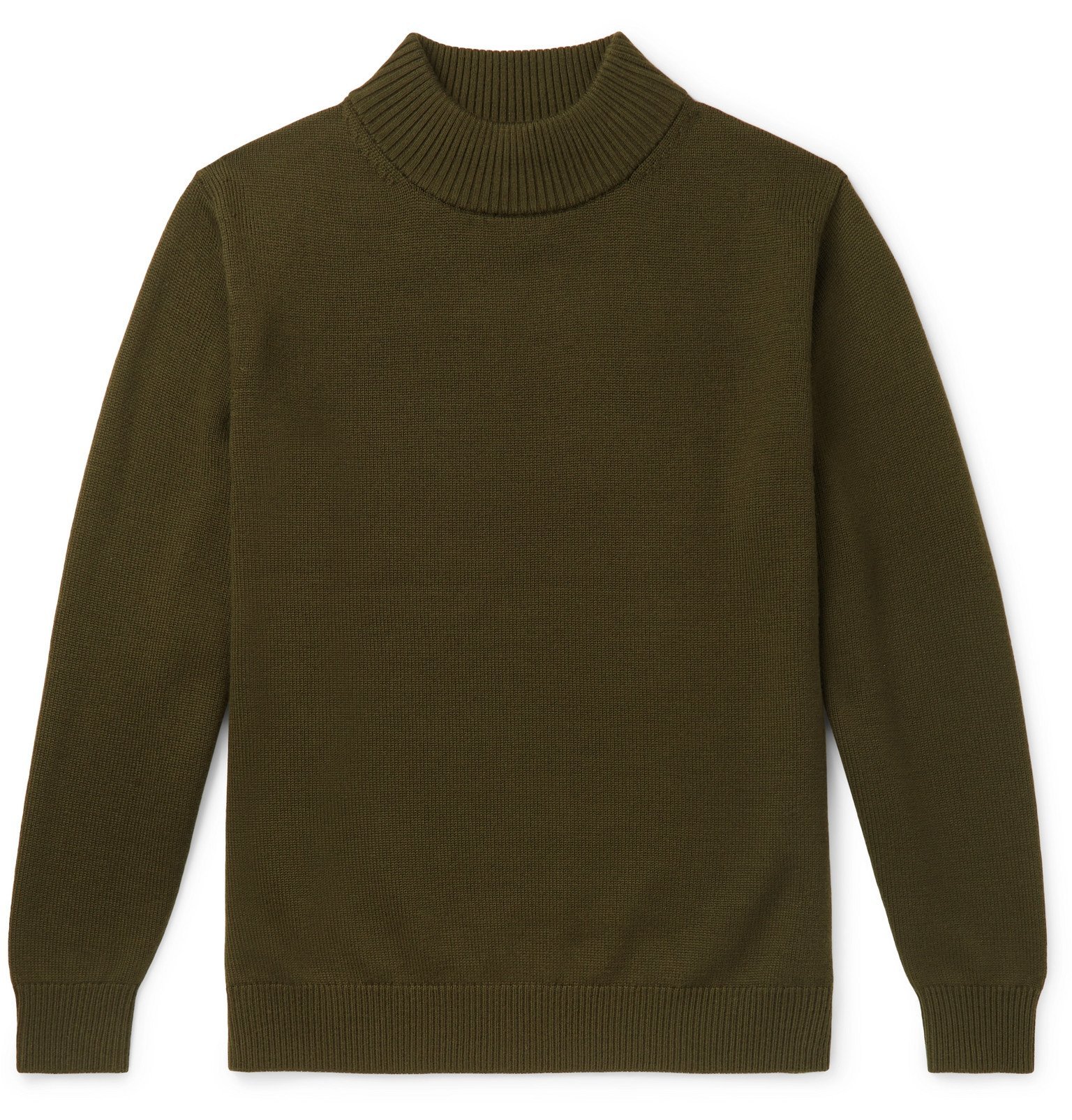 Camoshita - Wool Mock-Neck Sweater - Green Camoshita