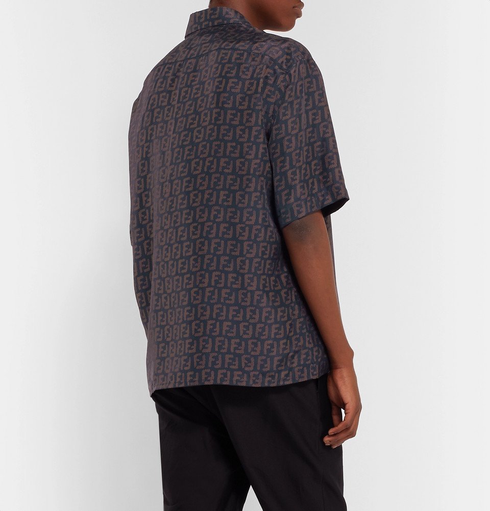 Fendi - Logo-Print Silk Shirt - Blue Fendi