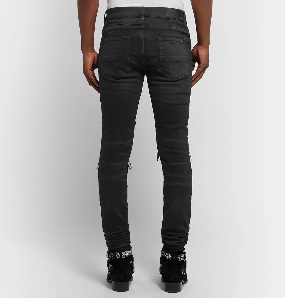 AMIRI - Skinny-Fit Panelled Distressed Stretch-Denim Jeans - Black Amiri