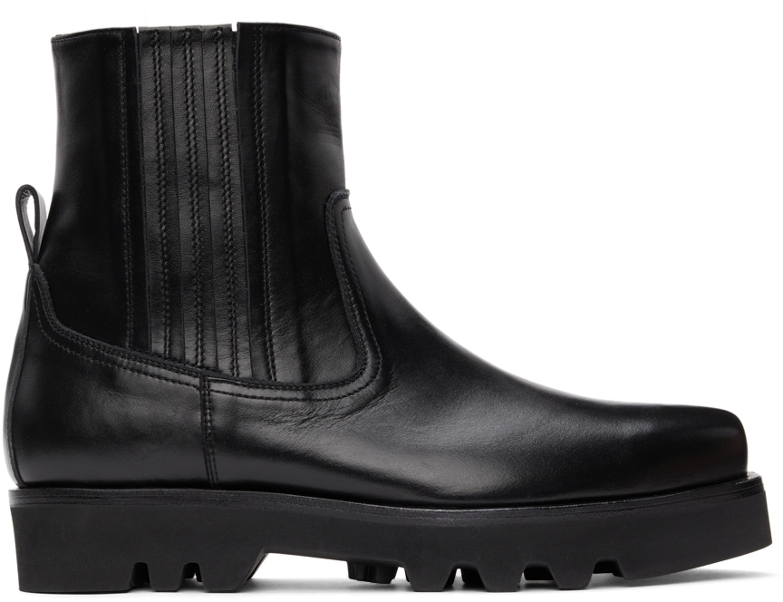 System Black Leather Chelsea Boots System