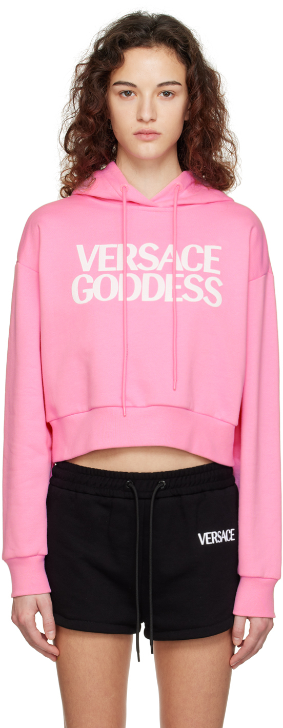 Versace Underwear Pink Embroidered Hoodie Versace Underwear