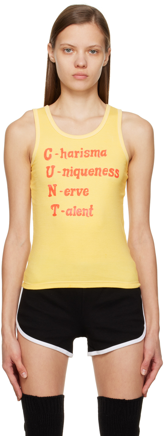 Photo: HOLLYWOOD GIFTS SSENSE Exclusive Yellow 'C.U.N.T.' Tank Top