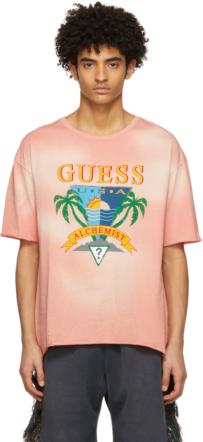 pink guess shirt