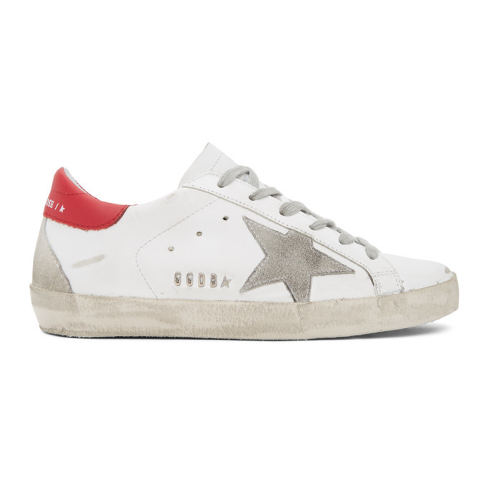 Golden Goose White and Red Superstar Sneakers Golden Goose Deluxe Brand
