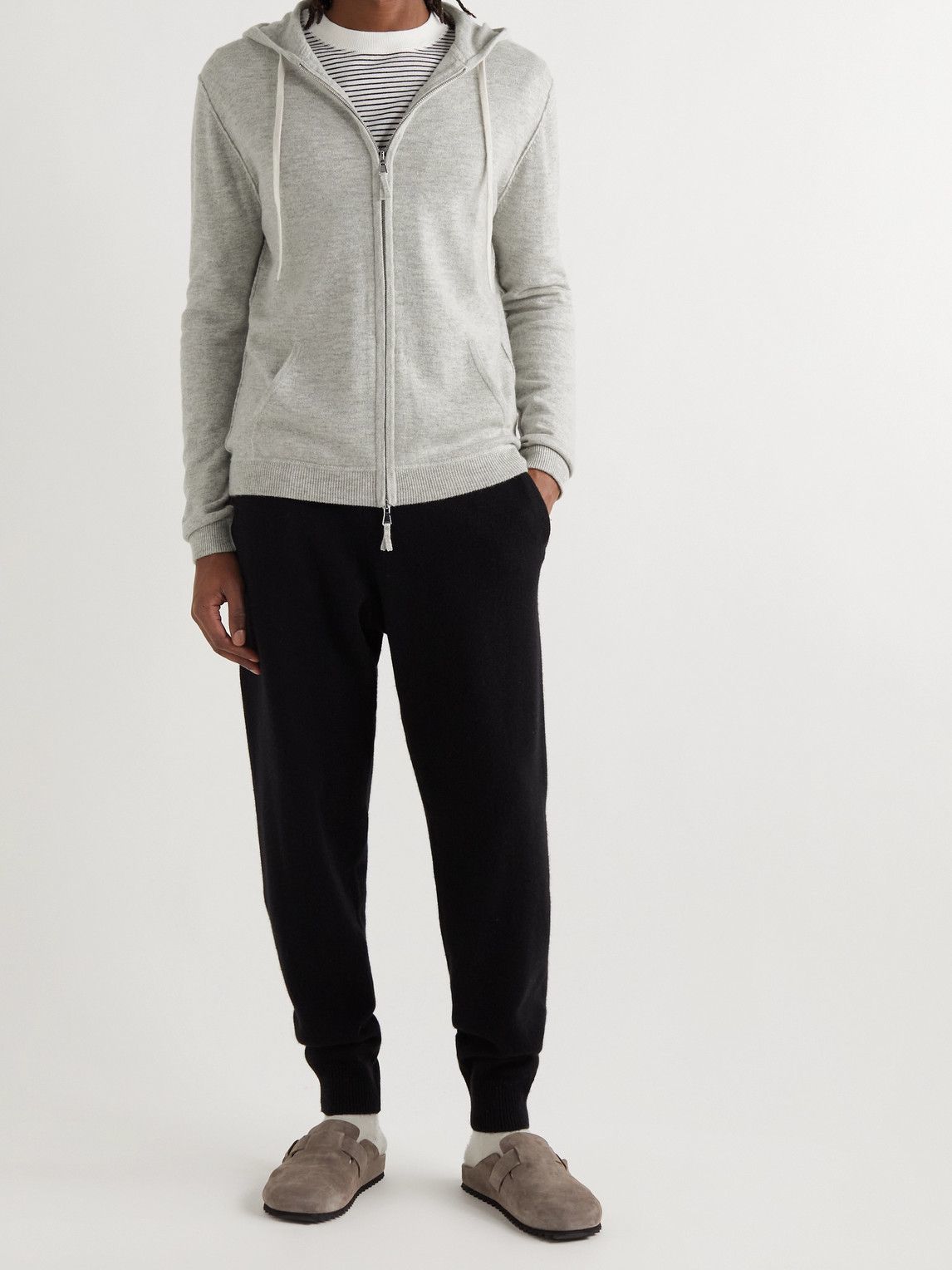 Allude - Virgin Wool and Cashmere Blend Zip-Up Hoodie - Gray