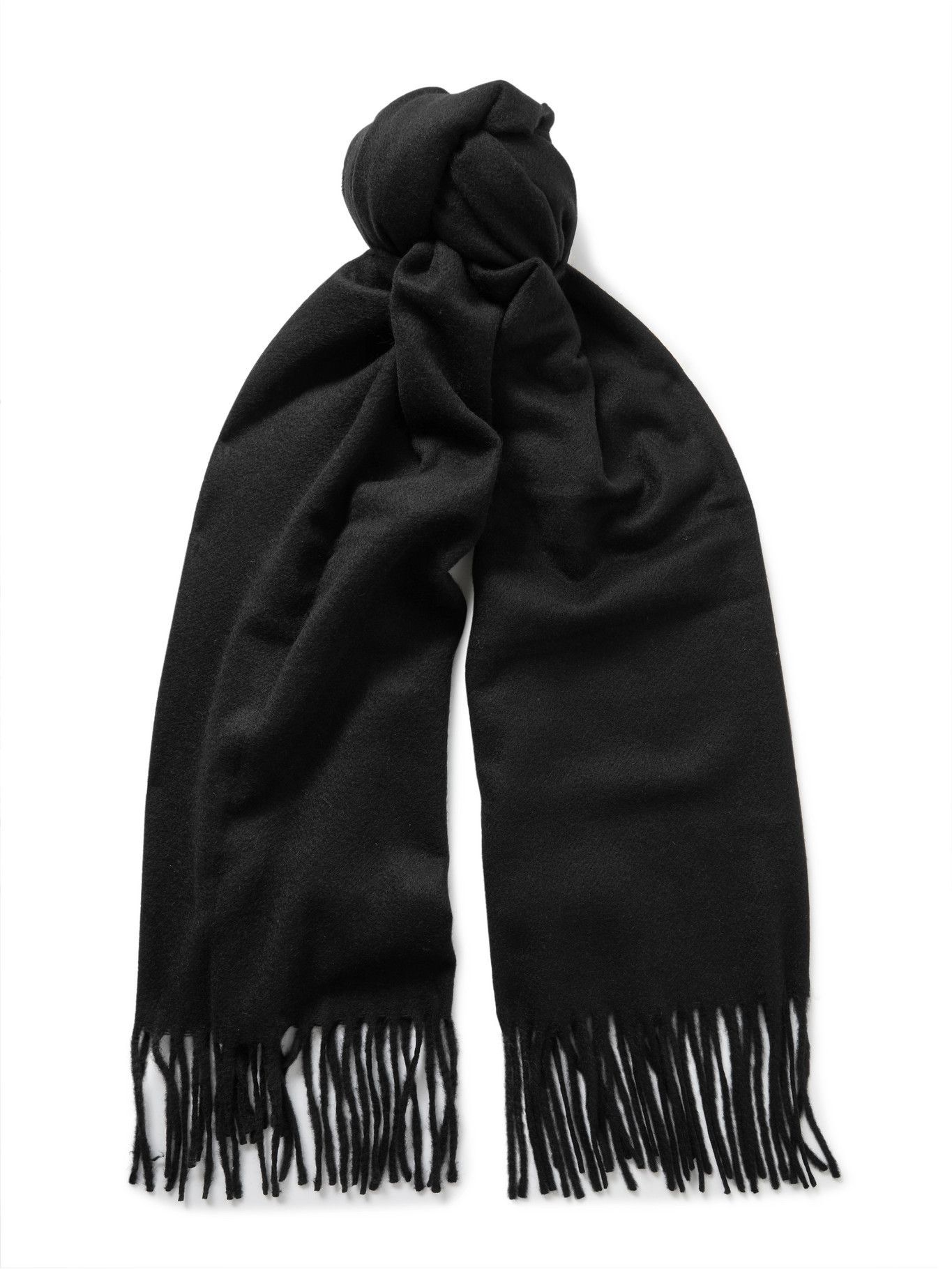 Logo-Detailed Fringed Cashmere Scarf 
