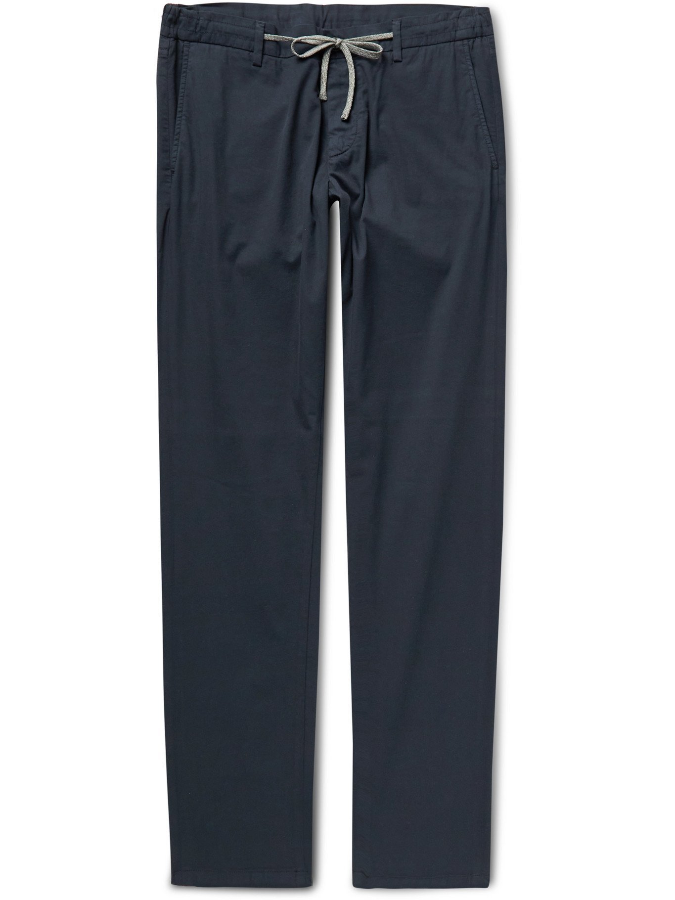 CANALI SlimFit CottonBlend Drawstring Trousers Blue Canali