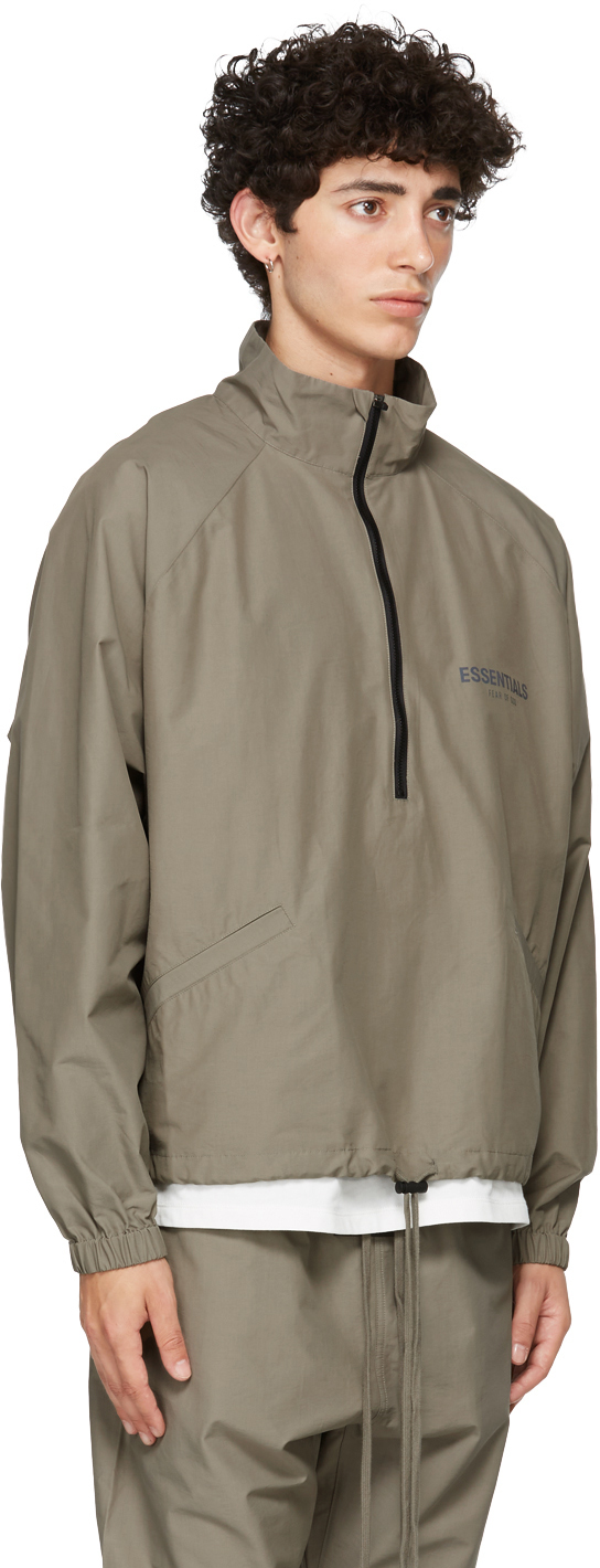 Essentials Taupe HalfZip Track Jacket Essentials