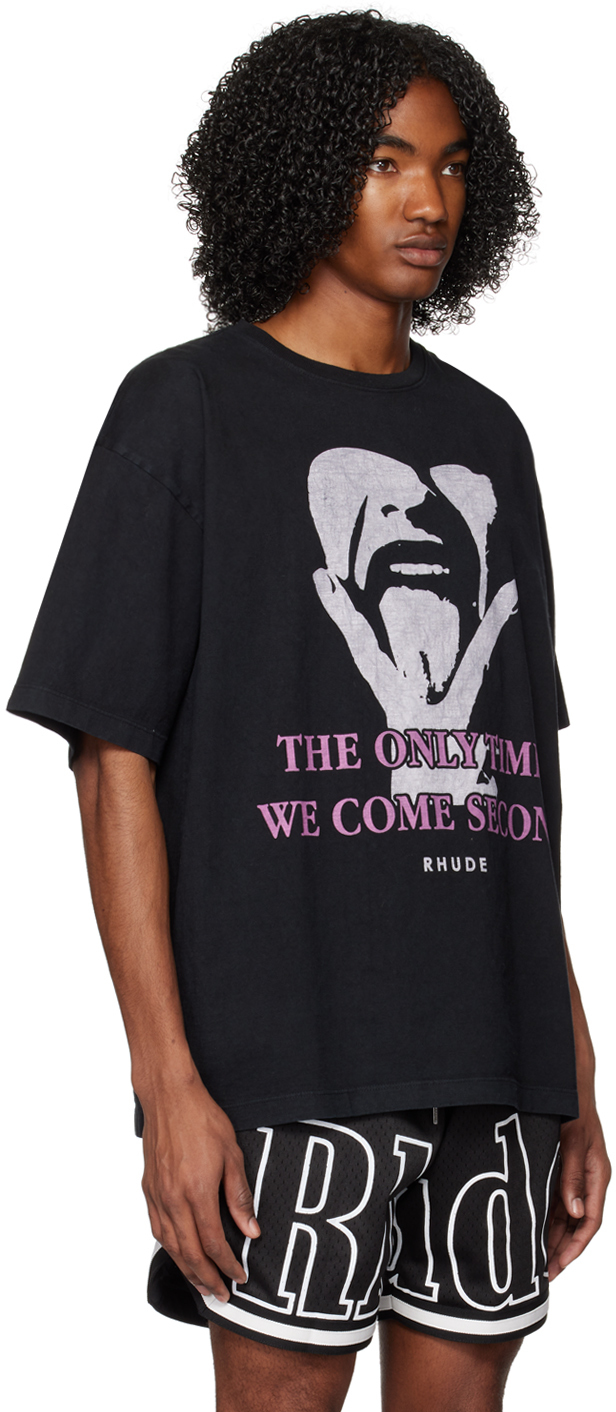 Rhude Black 'Come Second' T Shirt Rhude