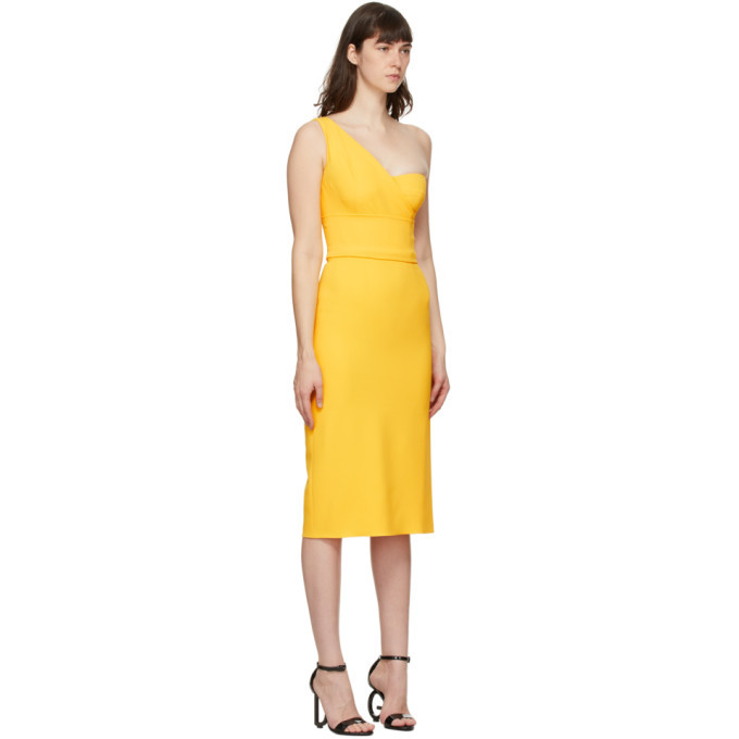 Dolce and Gabbana Yellow Cady One-Shoulder Dress Dolce & Gabbana