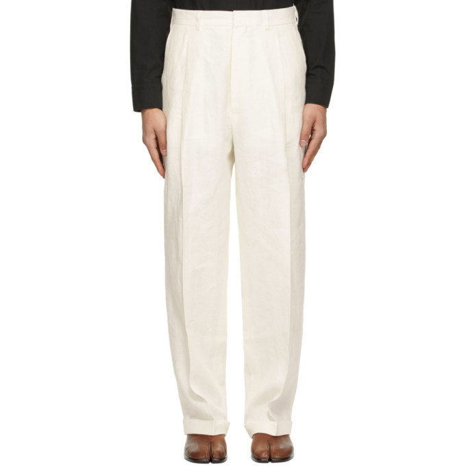 off white linen trousers