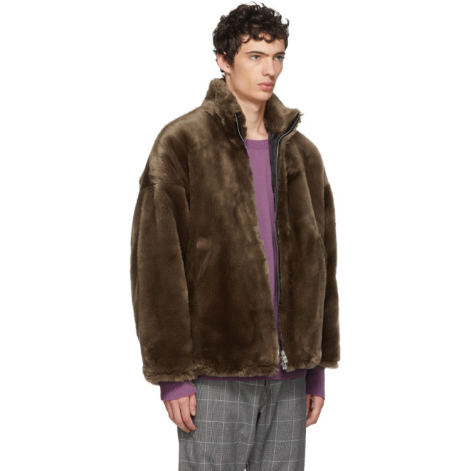 Sulvam Brown Faux-Fur Jacket Sulvam