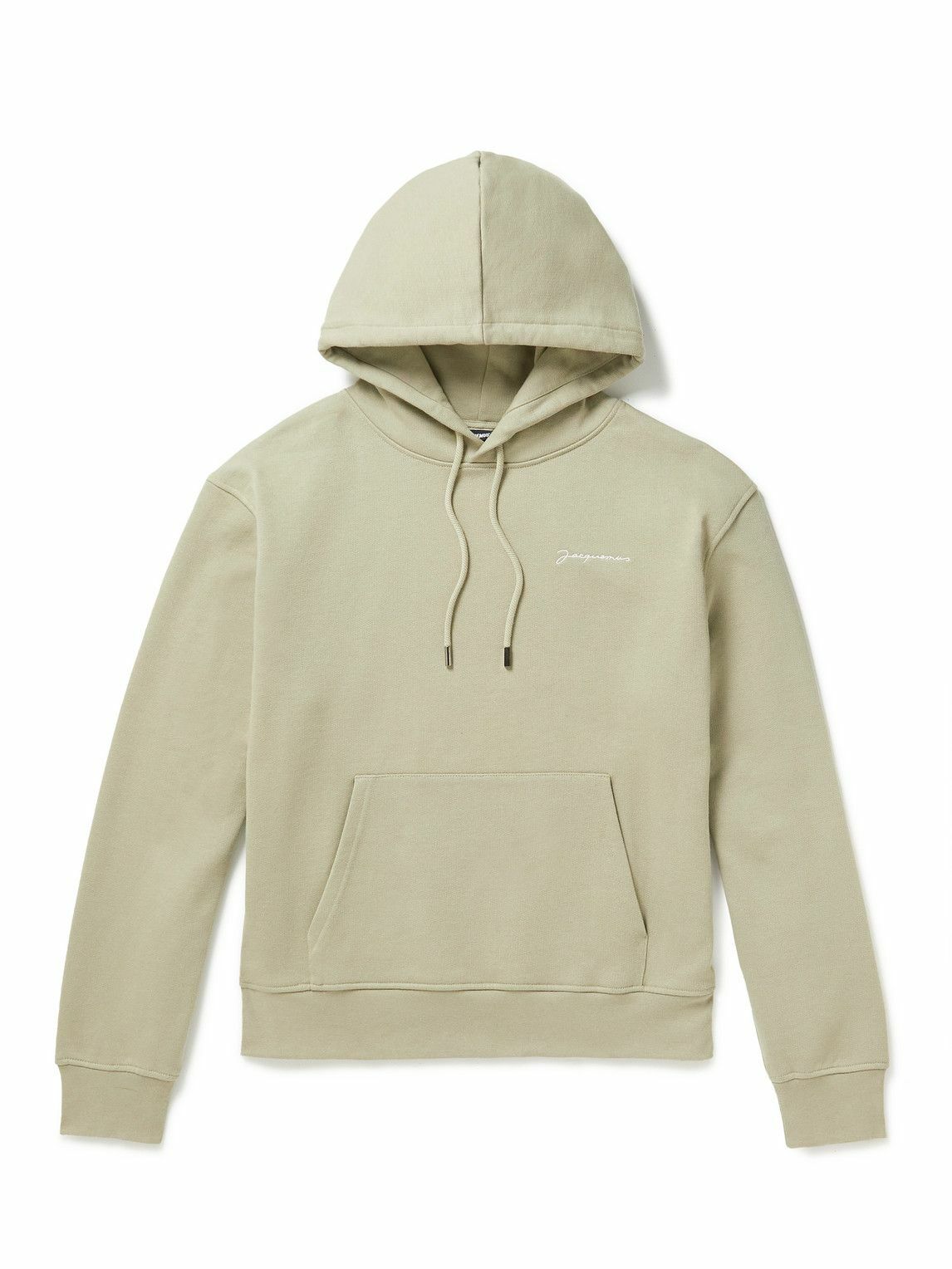 Jacquemus - Logo-Embroidered Organic Cotton-Jersey Hoodie - Neutrals ...