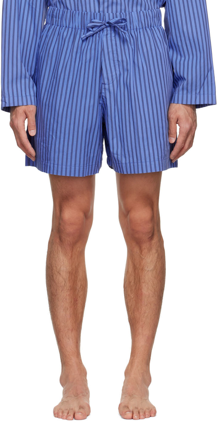Tekla Blue Organic Cotton Pyjama Shorts 