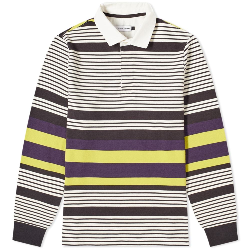 Pop Trading Company Striped Rugby Polo Shirt Pop Trading Company