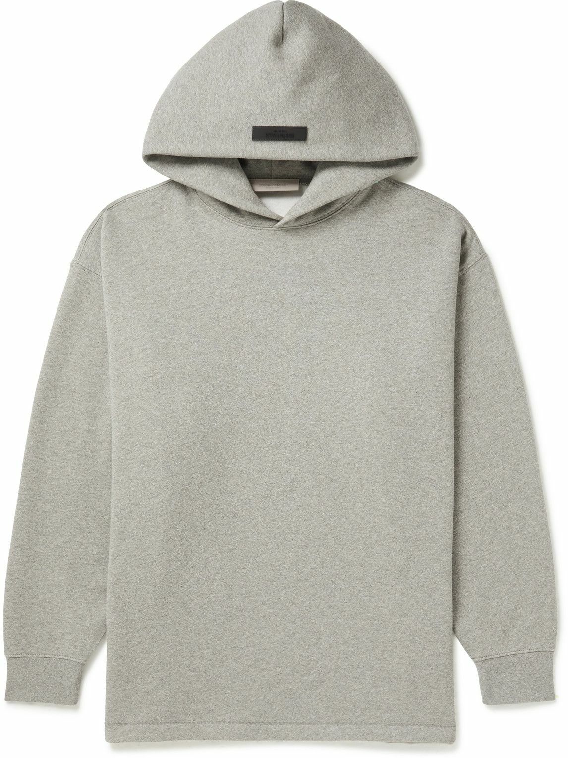 FEAR OF GOD ESSENTIALS LogoFlocked CottonBlend Jersey Hoodie Gray Fear Of God Essentials