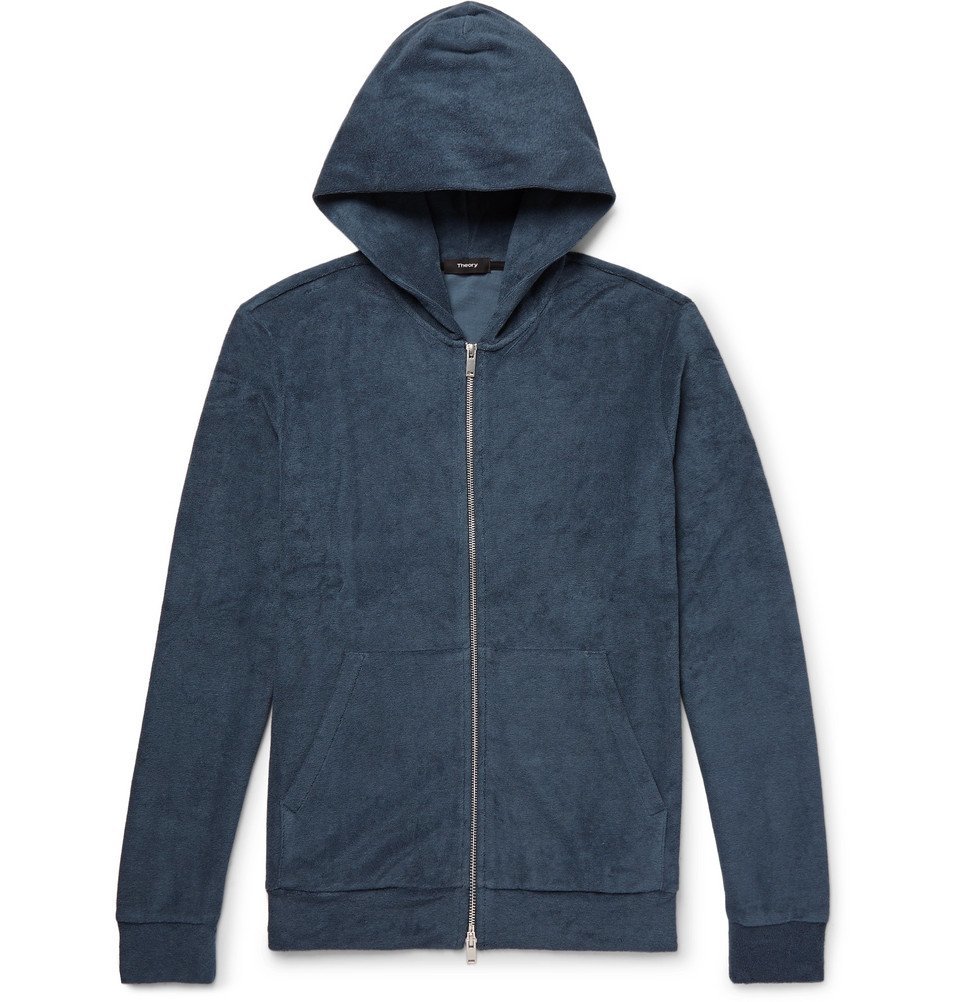 Theory - Slim-Fit Pima Cotton-Terry Zip-Up Hoodie - Storm blue Theory