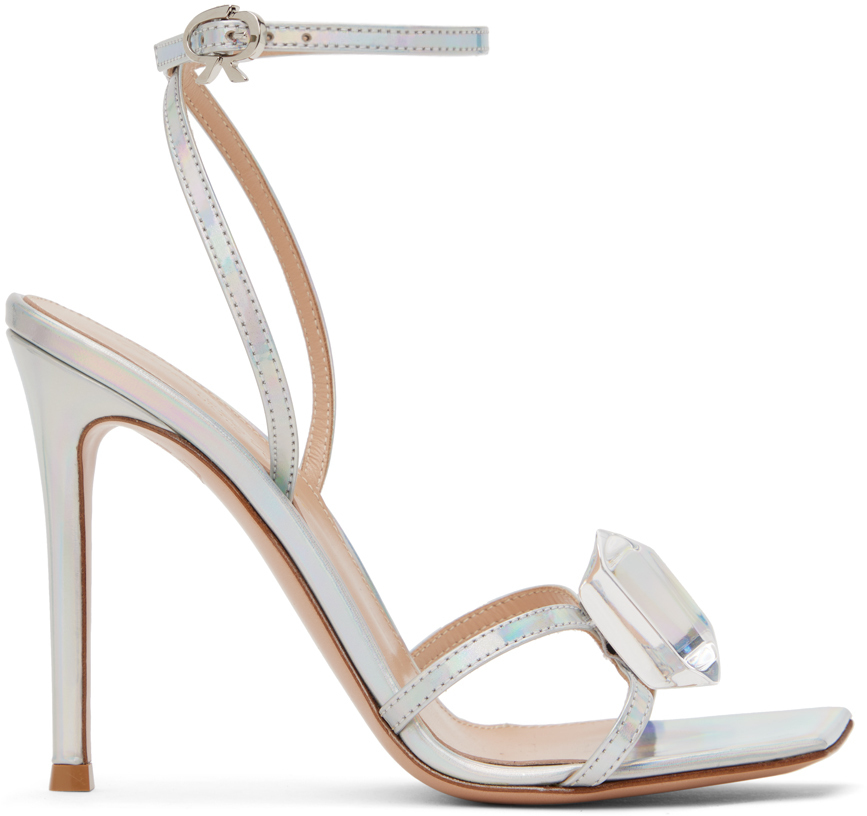 Photo: Gianvito Rossi Silver Jaipur 105 Heeled Sandals