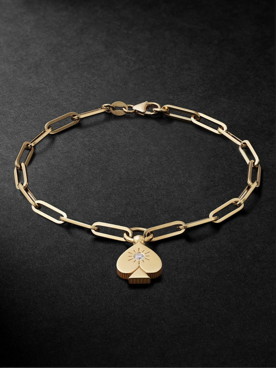 Photo: Foundrae - Mini Spade Crest Gold Diamond Bracelet
