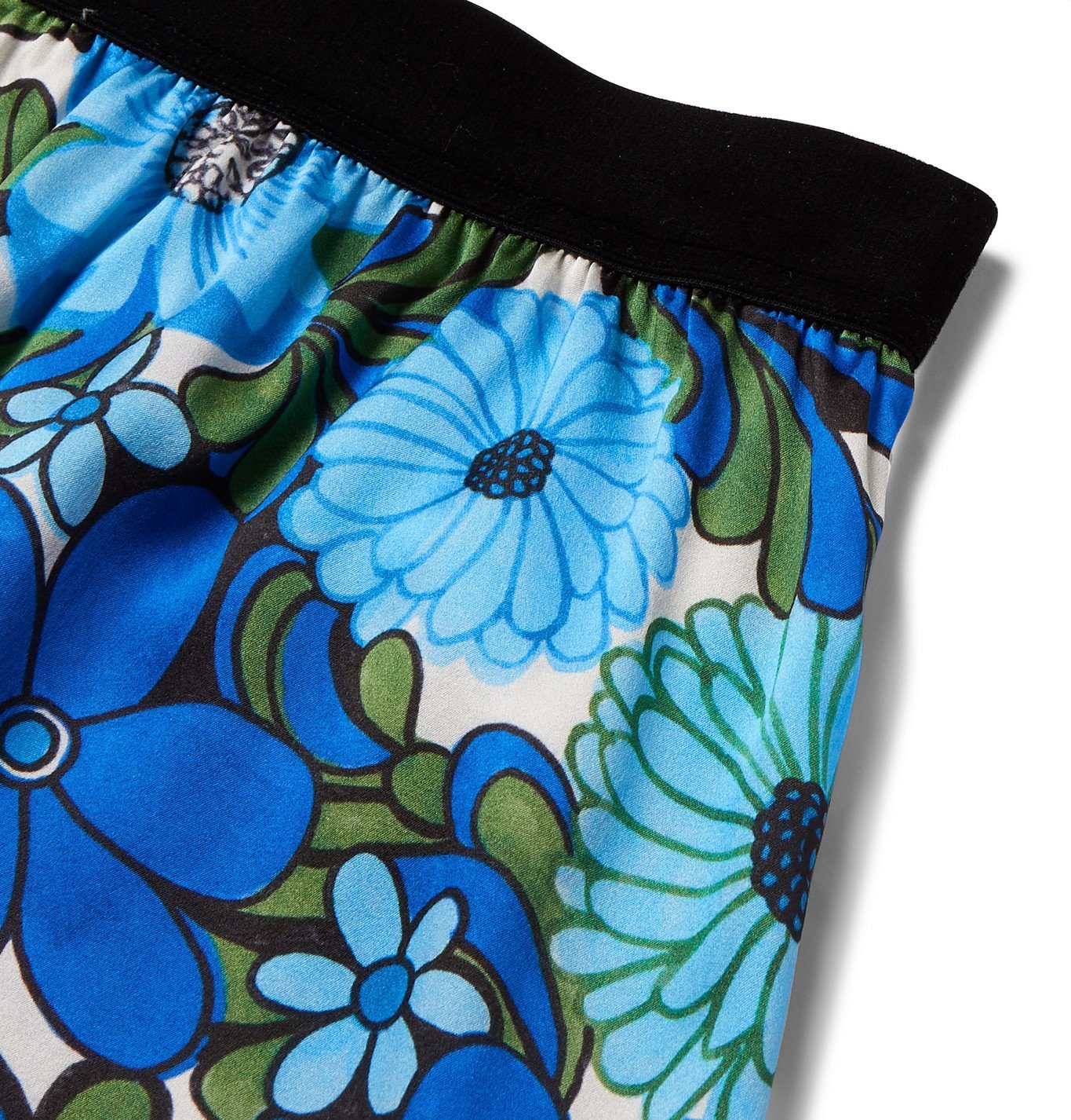 TOM FORD - Velvet-Trimmed Floral-Print Stretch-Silk Satin Boxer Shorts -  Blue TOM FORD