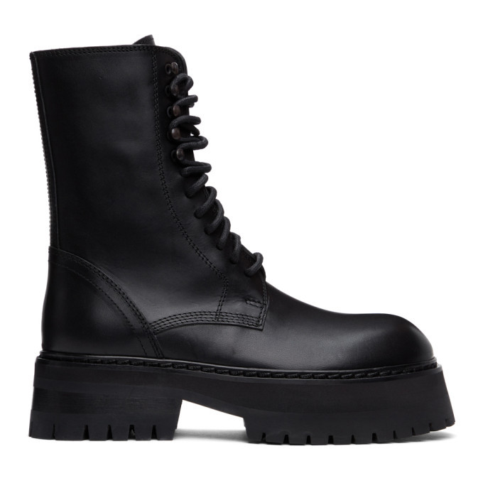 Ann Demeulemeester Black Oversized Sole Tucson Lace-Up Boots Ann ...
