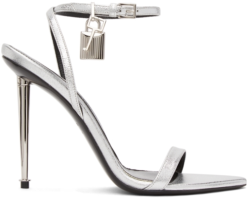 TOM FORD Silver Padlock Heeled 105 Sandals TOM FORD