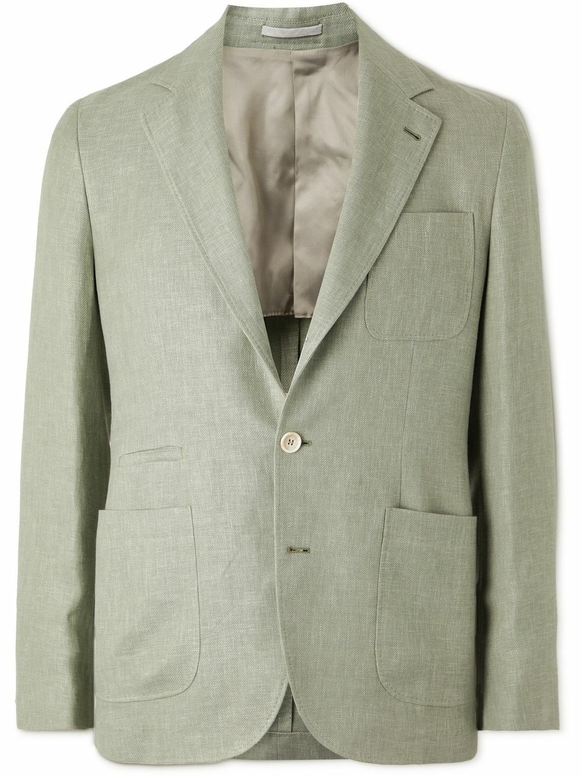 Brunello Cucinelli - Slim-Fit Linen, Wool and Silk-Blend Blazer - Green ...