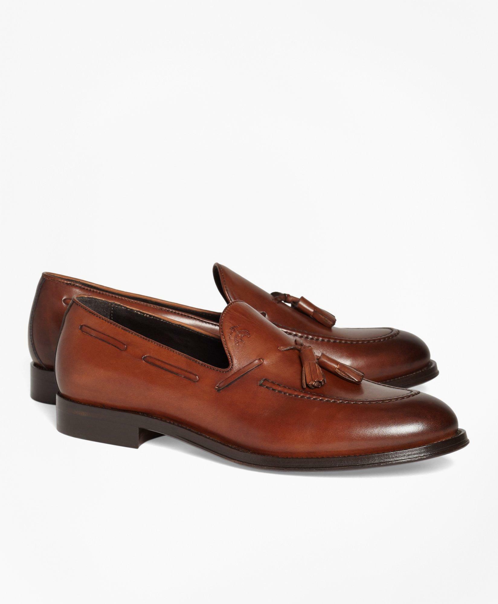 Photo: Brooks Brothers Men's 1818 Footwear Leather Tassel Loafers | Cognac