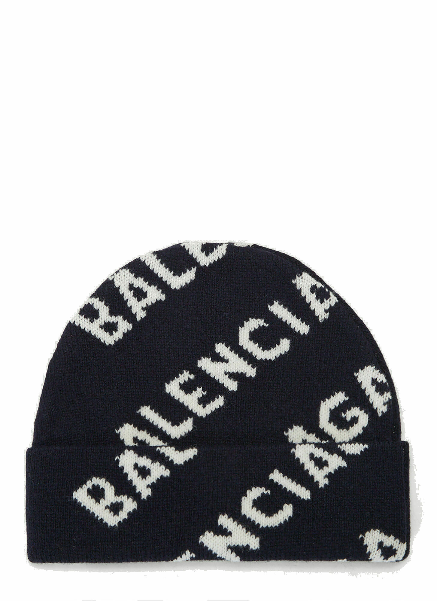 Balenciaga - Intarsia-Logo Beanie Hat in Blue Balenciaga