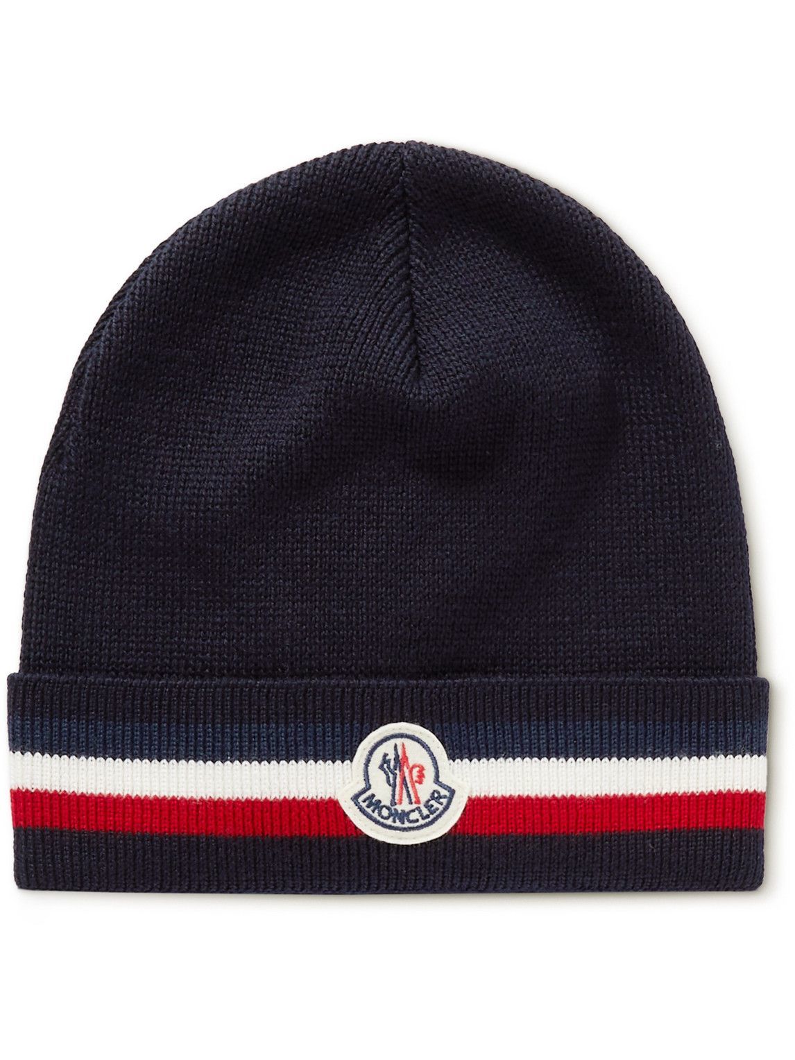 Striped Ribbed Virgin Wool Beanie Moncler