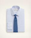 Brooks Brothers Men's Madison Relaxed-Fit Dress Shirt, Non-Iron Ultrafine Twill Ainsley Collar Double-Grid Check | Blue