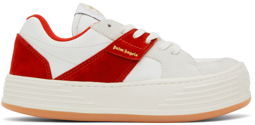 Photo: Palm Angels White & Red Snow Low-Top Sneakers