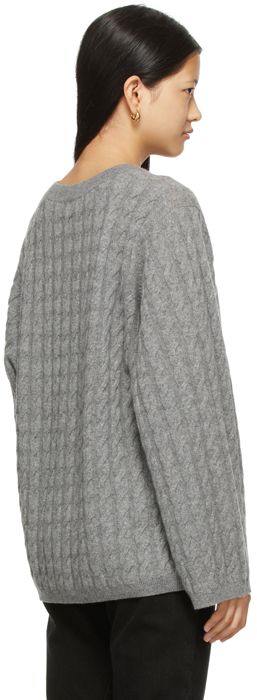 Totême Grey Cashmere Cable Knit Sweater Toteme