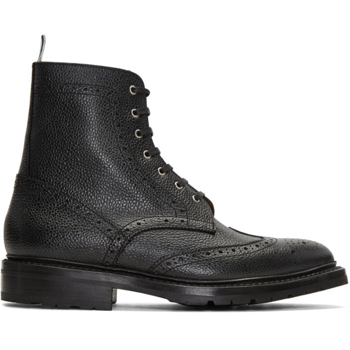 Thom Browne Black Wingtip Boots Thom Browne