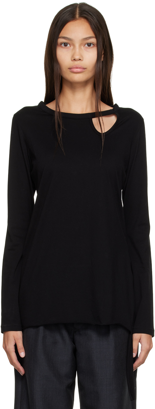 Yohji Yamamoto Black Cutout Long Sleeve T-Shirt Yohji Yamamoto